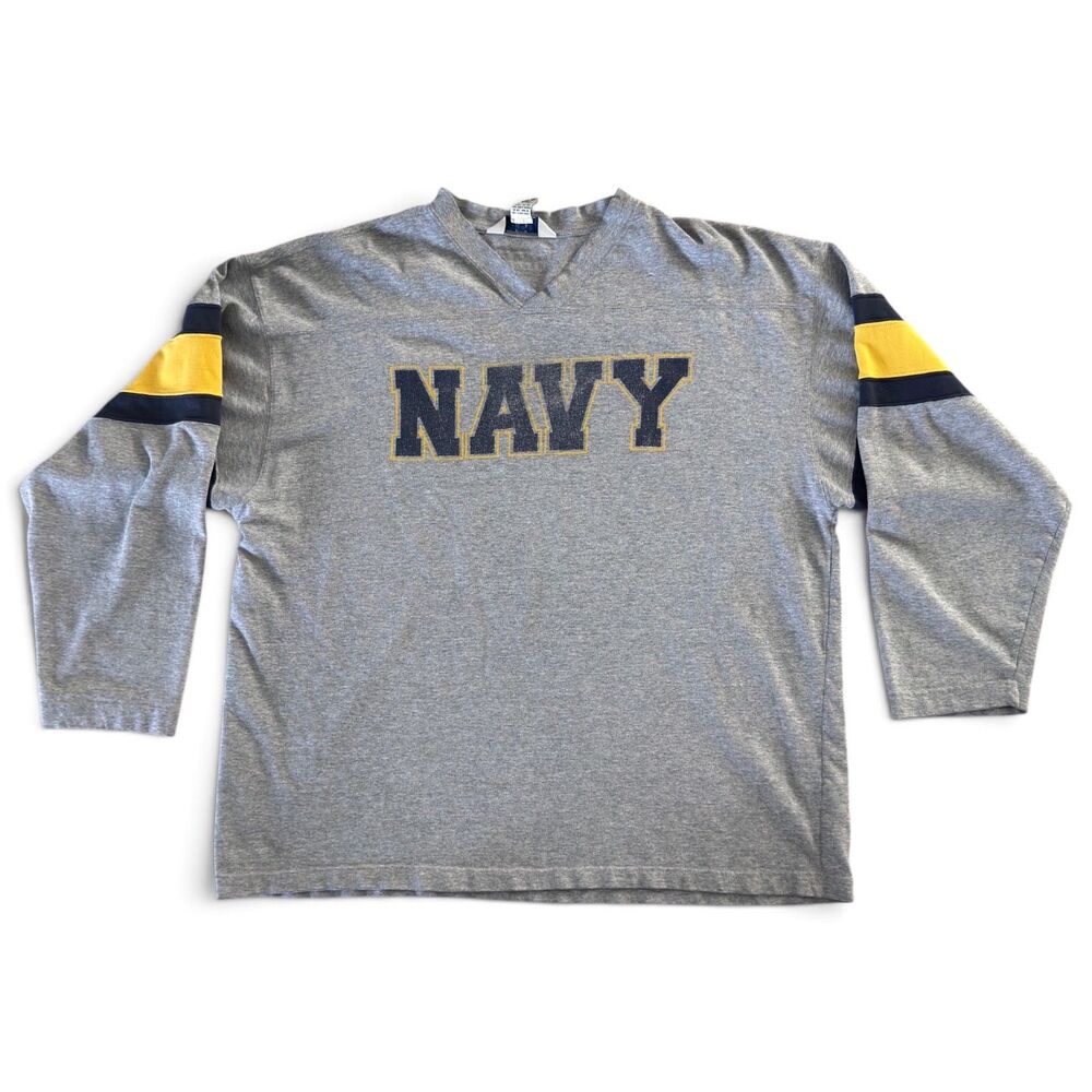 Vintage 90s Gear For Sports US Navy Men's XL Gray Long Sleeve Shirt